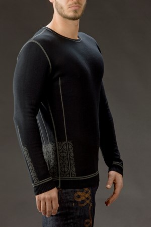 Pánský pletený svetr oboustraný s folklorním vzorem